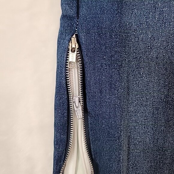 Boohoo Man Mens 32x30 Button Fly Blue Denim Flare Double Zip Panel Jeans - Picture 4 of 16